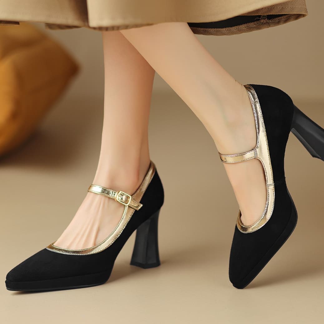 ハイヒール クラシカルストラップパンプス