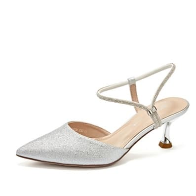 ハイヒール 華やか輝きストラップパンプス