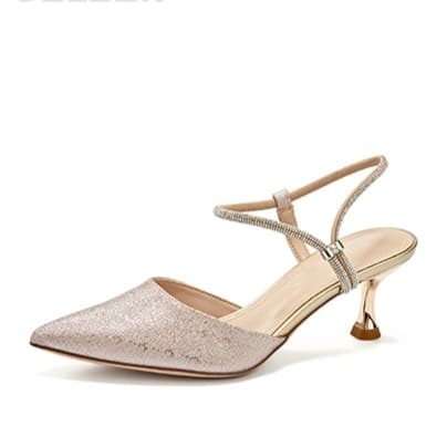 ハイヒール 華やか輝きストラップパンプス