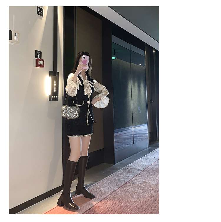 ハイヒール スクエアトゥロングブーツ