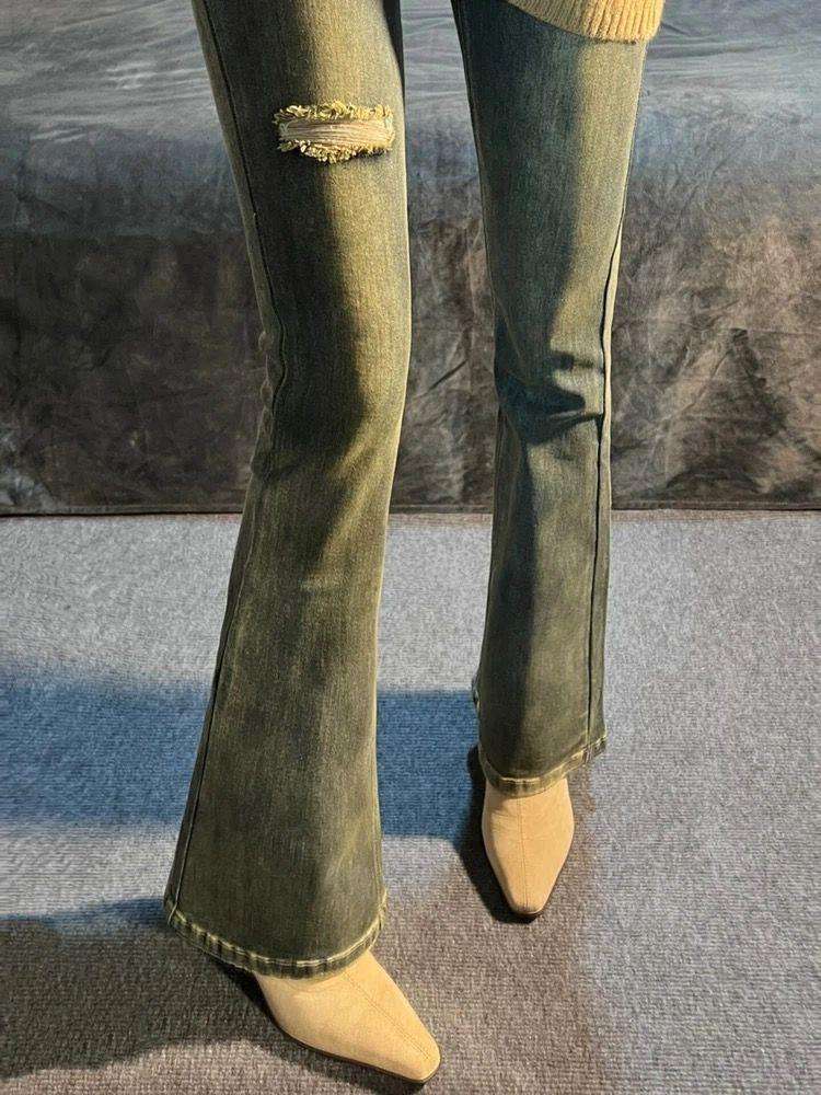 ハイヒール 上質スエード調 すっきりロングブーツ