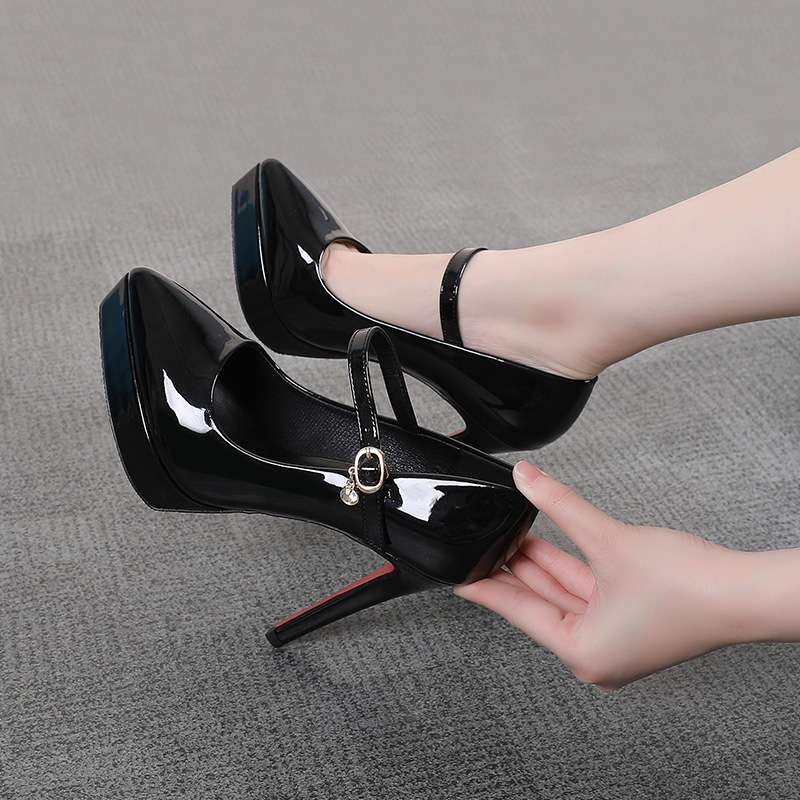 ハイヒール キラめきアンクルベルトパンプス